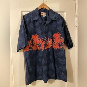 Hilo Hattie Blue and Orange Tropical Shirt